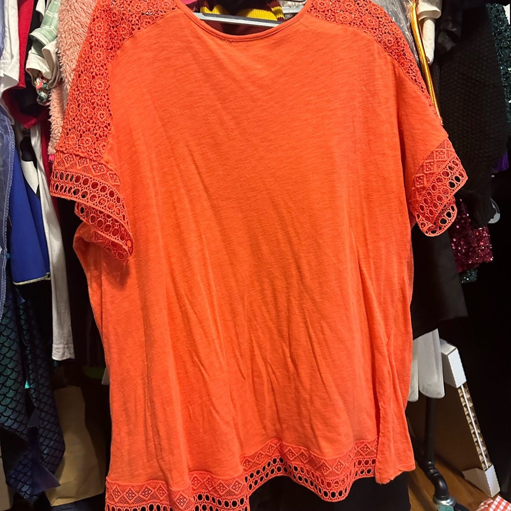 Orange Boxy Embellished Blouse